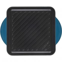 Le Creuset Enamaled Cast Iron Square Grill, 9.5", Deep Teal