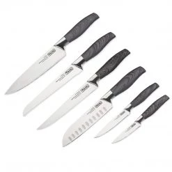 Viking 6-Piece German Steel Hollow Handle Cutlery Set W/ Sheaths, Ash Gray Handle