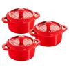 Staub Ceramic 3-Piece Mini Round Cocotte Set - Cherry COOKWARE