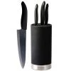 Kyocera Universal Knife Block Black Soft Touch Round Block And 4 Advanced Ceramic Knives, Black Blades