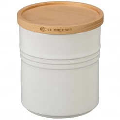COOKWARE Le Creuset 2.5-Quart Stoneware Canister With Wood Lid - White