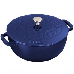 Staub Cast Iron 3.75-Quart Essential French Oven Lilly Lid - Dark Blue COOKWARE