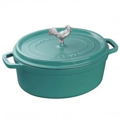 COOKWARE Staub Cast Iron 5.75-Quart Coq Au Vin Cocotte - Turquoise
