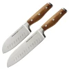 CUTLERY Rachael Ray 2-Piece Japanese Stainless Steel Santoku Knife Set With Acacia Handles