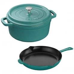 Staub Cast Iron 3-Piece Cocotte And Fry Pan Set - Turquoise COOKWARE
