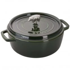 Staub Cast Iron 6-Quart Cochon Shallow Wide Round Cocotte - Basil