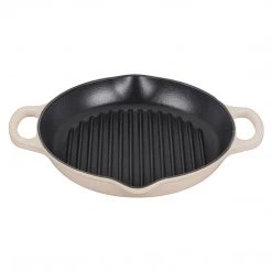 COOKWARE Le Creuset 9.75" Signature Deep Round Grill Pan - Meringue