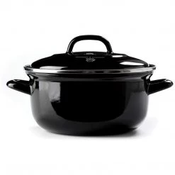 BK Cookware BK, Indigo Round Enameled Casserole With Lid - 22 Cm/3.3 Litre, Black