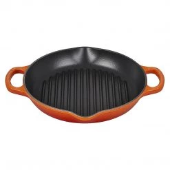 COOKWARE Le Creuset 9.75" Signature Deep Round Grill Pan - Flame