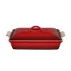 Le Creuset 4 Qt. (12" X 9") Heritage Covered Rectangular Casserole - Cerise BAKEWARE