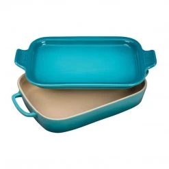 Le Creuset 14 3/4"x9"x2 1/2" (2.75 Qt.) Rectangular Dish With Platter Lid - Caribbean