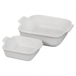 Le Creuset Heritage Set Of 2 Square Dishes - White COOKWARE