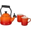 Le Creuset 1.25 Qt. Kettle & (2) 14 Oz. Mugs Demi Kettle & 2 Mug Set - Flame