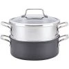 COOKWARE Anolon Authority Hard-Anodized Nonstick Covered Dutch Oven With Steamer Insert, 5-Quarts, Gray