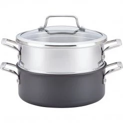 COOKWARE Anolon Authority Hard-Anodized Nonstick Covered Dutch Oven With Steamer Insert, 5-Quarts, Gray