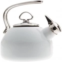 COFFEE & TEA Chantal 1.8 Qt. Classic Enamel-on-Steel Teakettle - White