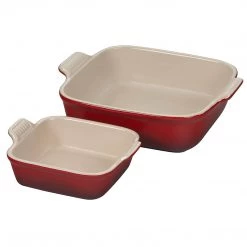 Le Creuset Heritage Set Of 2 Square Dishes - Cerise COOKWARE