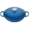 Le Creuset 2.25 Qt. Noel Collection: Signature Braiser - Embossed Snowflake W/ Stainless Steel Knob - Marseille LeCreuset