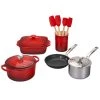 Le Creuset 9-Piece Mixed Material Set - Cerise 1 Le Creuset 9-Piece Mixed Material Set - Cerise