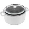 Staub Cast Iron 4-Quart Round Cocotte With Glass Lid - White COOKWARE 2 Staub Cast Iron 4-Quart Round Cocotte With Glass Lid - White COOKWARE