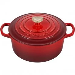 Le Creuset 3.5 Qt. Signature Round Dutch Oven - Cerise With SS Figural Heart Knob COOKWARE