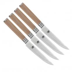 Shun Classic Blonde 4 Pc Steak Knife Set: Four Steak Knives (DM0711W) In A Boxed Set. CUTLERY