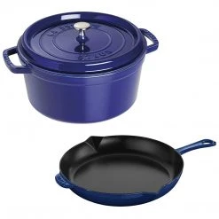 COOKWARE Staub Cast Iron 3-Piece Cocotte And Fry Pan Set - Dark Blue