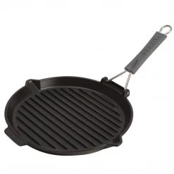 Staub Cast Iron 10" Round Folding Grill - Matte Black