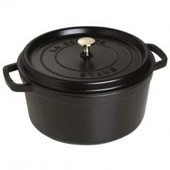 Staub Cast Iron 7-Quart Round Cocotte - Matte Black COOKWARE