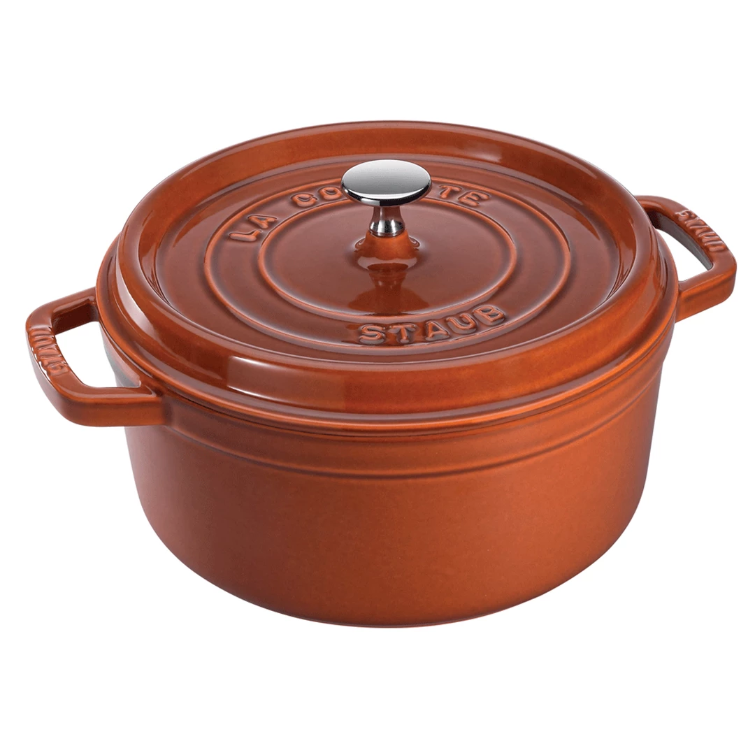 Staub Cast Iron 7-Quart Round Cocotte - Burnt Orange COOKWARE 3 Staub Cast Iron 7-Quart Round Cocotte - Burnt Orange COOKWARE