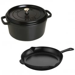 Staub Cast Iron 3-Piece Cocotte And Fry Pan Set - Matte Black COOKWARE