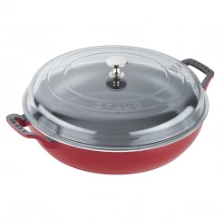 Staub Cast Iron 3.5-Quart Braiser With Glass Lid - Cherry COOKWARE