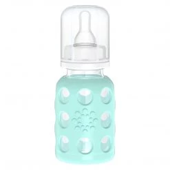 Lifefactory BPA-Free Glass Baby Bottle With Protective Silicone Sleeve And Stage 1 Nipple, Mint, 4 Oz BRANDS