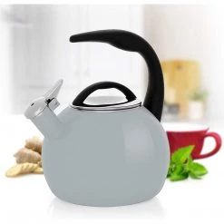 Chantal 2 Qt. Enamel-on-Steel Anniversary Teakettle - Fog Grey