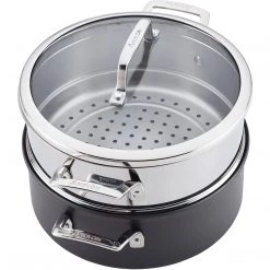 COOKWARE Anolon Authority Hard-Anodized Nonstick Covered Dutch Oven With Steamer Insert, 5-Quarts, Gray