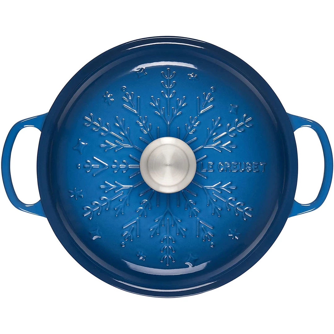 Le Creuset 2.25 Qt. Noel Collection: Signature Braiser - Embossed Snowflake W/ Stainless Steel Knob - Marseille LeCreuset 4 Le Creuset 2.25 Qt. Noel Collection: Signature Braiser - Embossed Snowflake W/ Stainless Steel Knob - Marseille LeCreuset