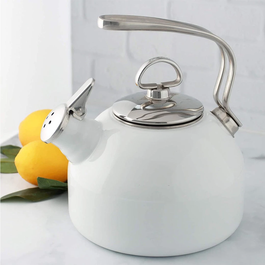 COFFEE & TEA Chantal 1.8 Qt. Classic Enamel-on-Steel Teakettle - White 4 COFFEE & TEA Chantal 1.8 Qt. Classic Enamel-on-Steel Teakettle - White