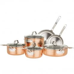 Viking Copper Clad 3-Ply Hammered 10-Piece Cookware Set