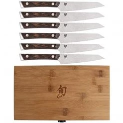 CUTLERY Shun Kanso 6 Pc Steak Knife Set: Six Steak Knives (SWT0711) In A Bamboo Boxed Set.