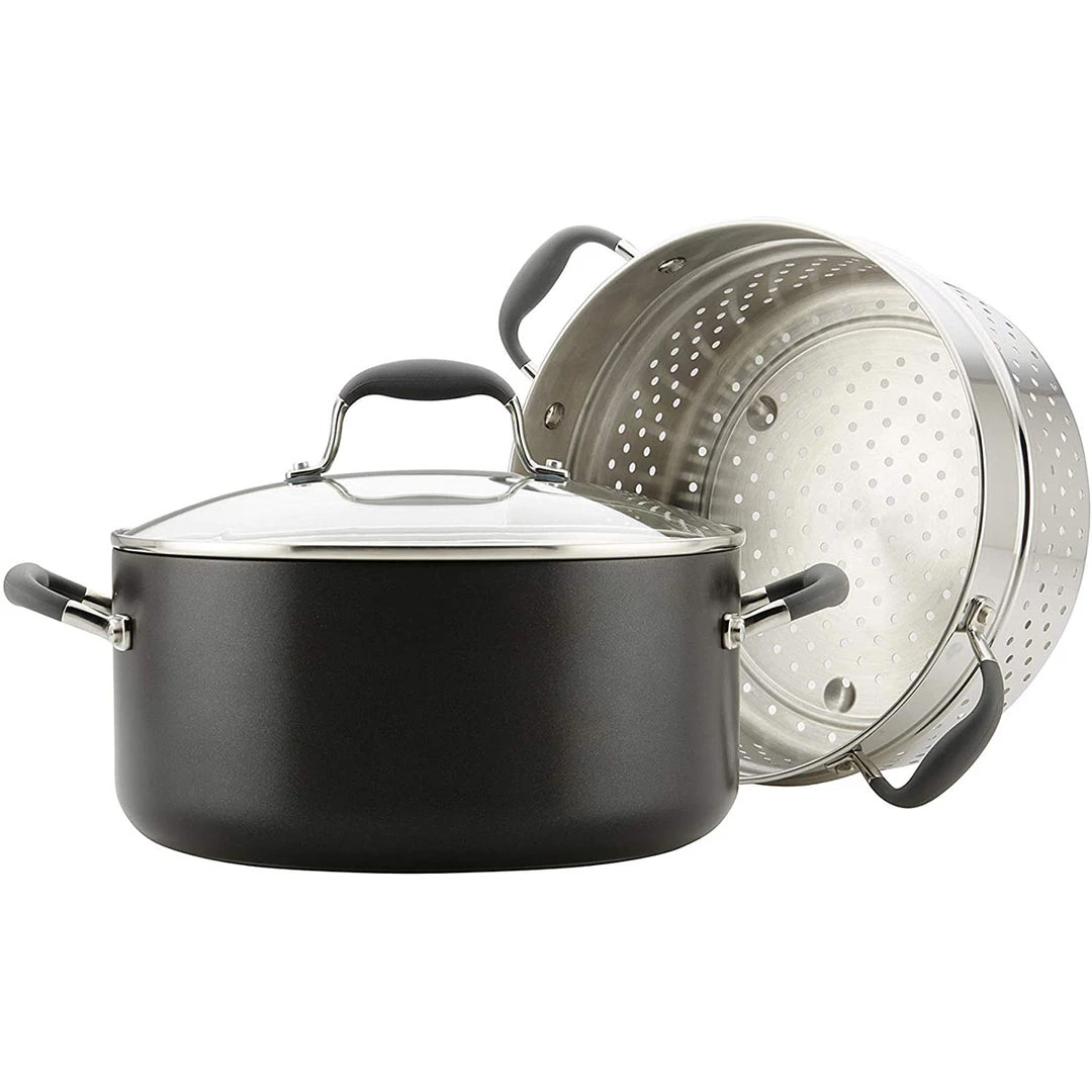 Anolon Advanced Hard-Anodized Dutch Oven Multipurpose Steamer Set, 8.5-Quart, Graphite 4 Anolon Advanced Hard-Anodized Dutch Oven Multipurpose Steamer Set, 8.5-Quart, Graphite
