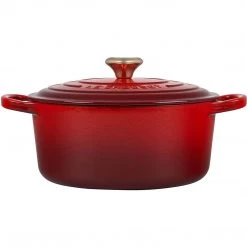 Le Creuset 3.5 Qt. Signature Round Dutch Oven - Cerise With SS Figural Heart Knob COOKWARE