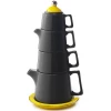 Yedi Houseware Classic Coffee & Tea Tower Tea Set - Dark Grey/Yellow COOKWARE