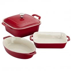 Staub Ceramics 4-Piece Baking Dish Set, Cherry