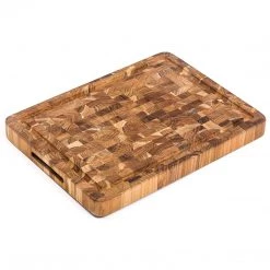 COOKS TOOLS Teakhaus Cutting Board - End Grain Butcher Block With Hand Grips And Juice Canal