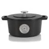 CUTLERY Cuisipro Combekk RAILWAY Recycled Enameled Cast Iron 4.25 Quart Dutch Oven W/ Thermometer, Black, 9.5"
