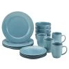 Rachael Ray Cucina Dinnerware 16-Piece Stoneware Dinnerware Set, Agave Blue COOKWARE