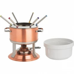Trudeau Lumina 3 In 1 Copper Fondue Set With Ceramic Insert