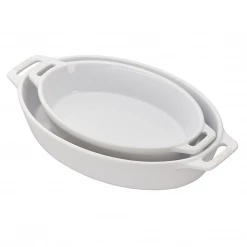 BAKEWARE Staub Ceramic 2-Piece Oval Baking Dish Set - White