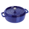 Staub Cast Iron 4-Quart Shallow Wide Round Cocotte - Dark Blue COOKWARE