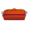 BAKEWARE Le Creuset 4 Qt. Heritage Covered Rectangular Casserole - Flame